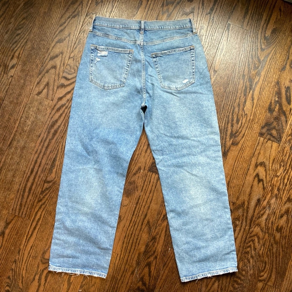 GAP Light Blue Straight Leg Jeans with Distressing - Picture 3 of 8